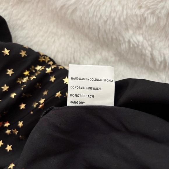 Solitaire Star Print Tunic/Mini Dress Size XL NEW Black Gold Metallic Button Up - Picture 11 of 12